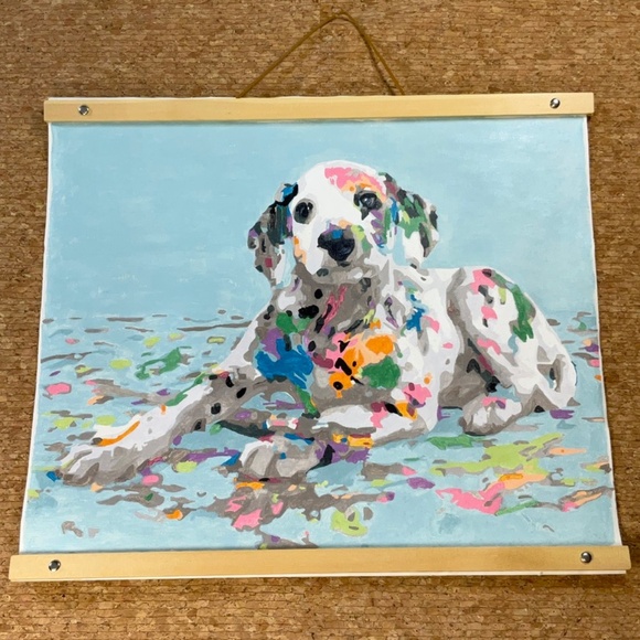 Colorful Dog Canvas Art Hand-Painted Paint by Numbers Dalmatian Puppy Wall Decor - Picture 1 of 5